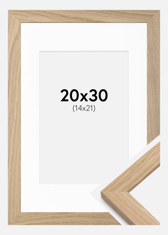 Ramme Oak Wood 20x30 cm - Passepartout Hvid 15x22 cm