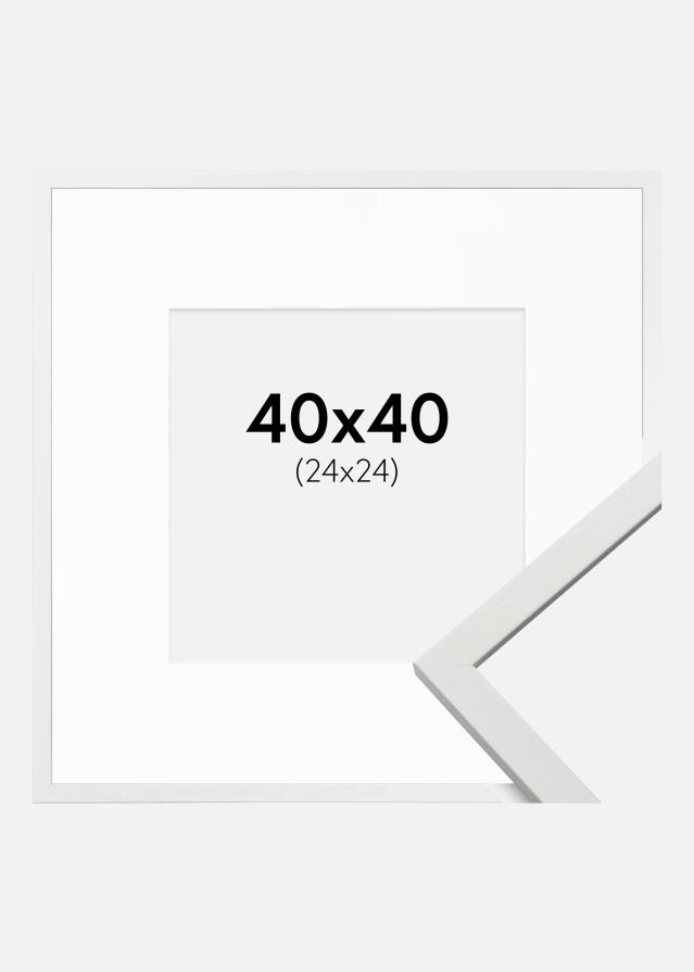 Ramme Edsbyn Hvid 40x40 cm - Passepartout Hvid 25x25 cm