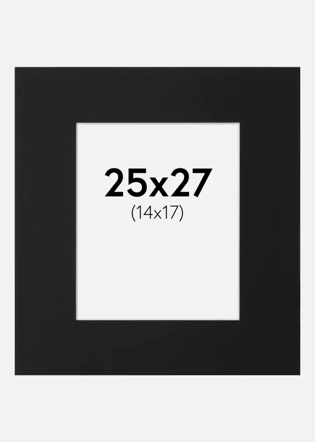 Passepartout Sort Standard (Hvid kerne) 25x27 cm (14x17)