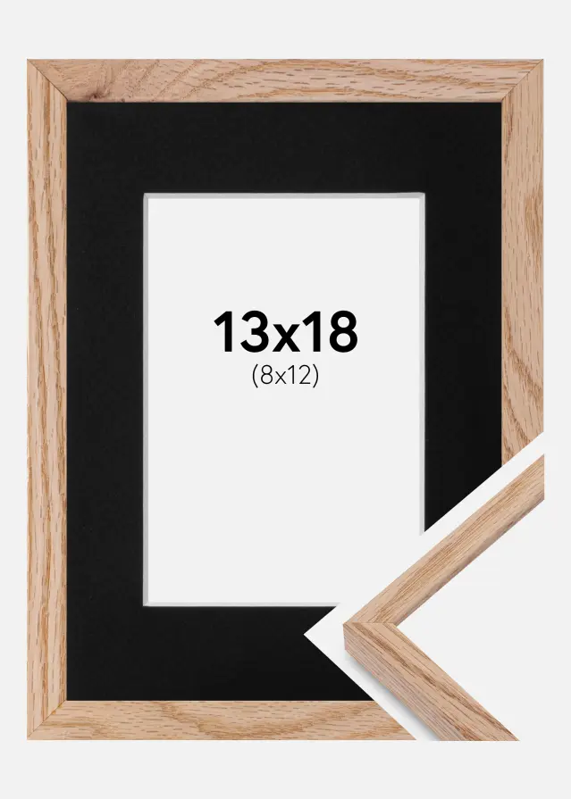 Ramme E-Line Eg 13x18 cm - Passepartout Sort 9x13 cm