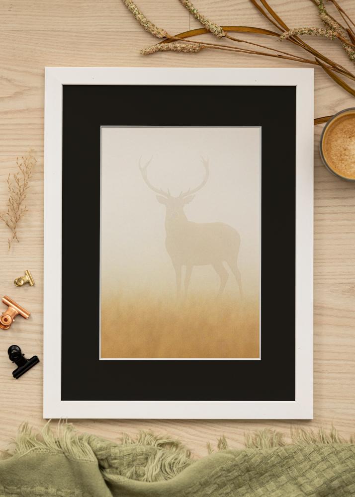 Ramme White Wood 70x90 cm - Passepartout Sort 55x70 cm