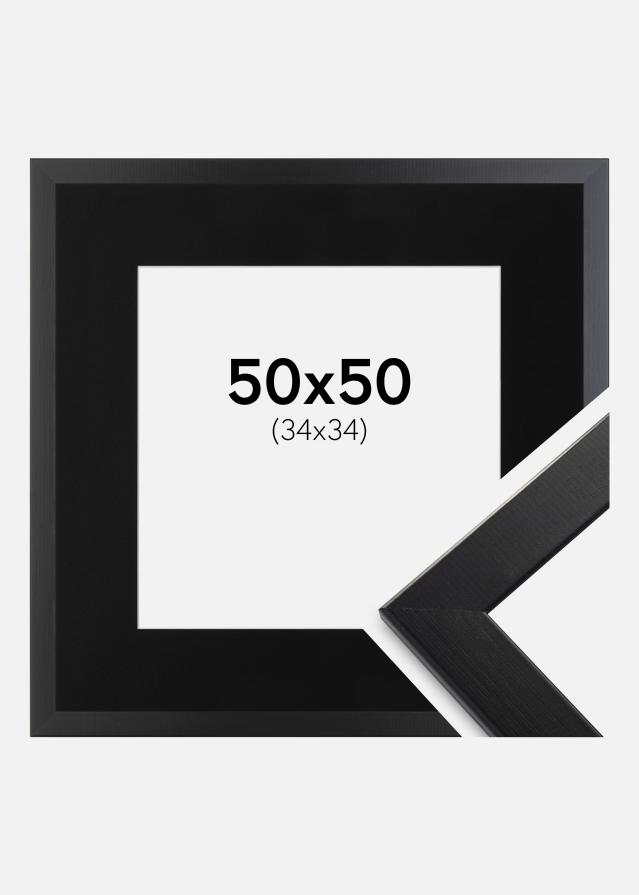 Ramme Trendline Sort 50x50 cm - Passepartout Sort 35x35 cm