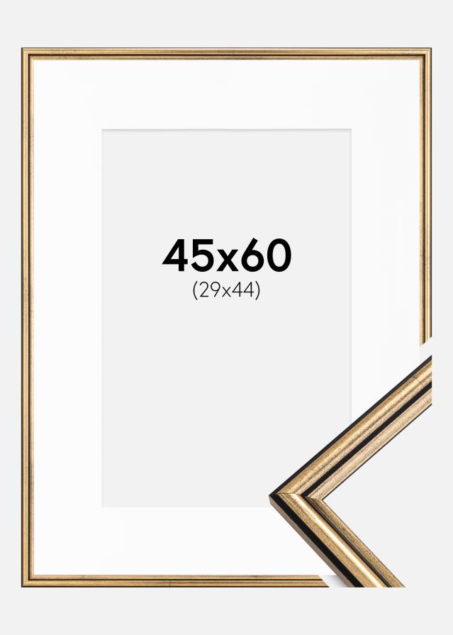 Ramme Horndal Guld 45x60 cm - Passepartout Hvid 30x45 cm