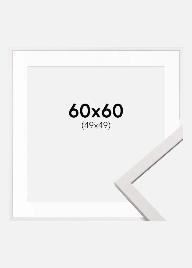 Ramme Edsbyn Hvid 60x60 cm - Passepartout Hvid 50x50 cm