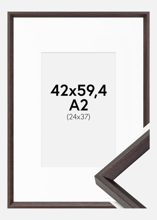 Ramme Globe Espresso 42x59,4 cm (A2) - Passepartout Hvid 25x38 cm