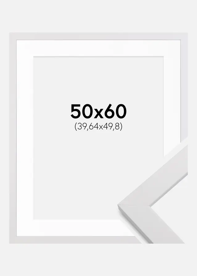 Ramme White Wood 50x60 cm - Passepartout Hvid 16x20 inches