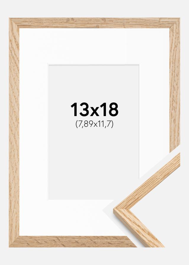Ramme Tynd Eg 13x18 cm - Passepartout Hvid 3,5x5 inches