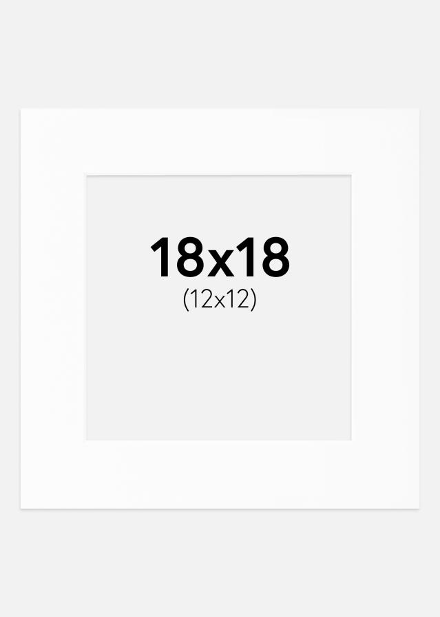 Passepartout Hvid Standard (Hvid kerne) 18x18 cm (12x12)