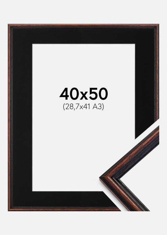 Ramme Horndal Valnød 40x50 cm - Passepartout Sort 29,7x42 cm (A3)