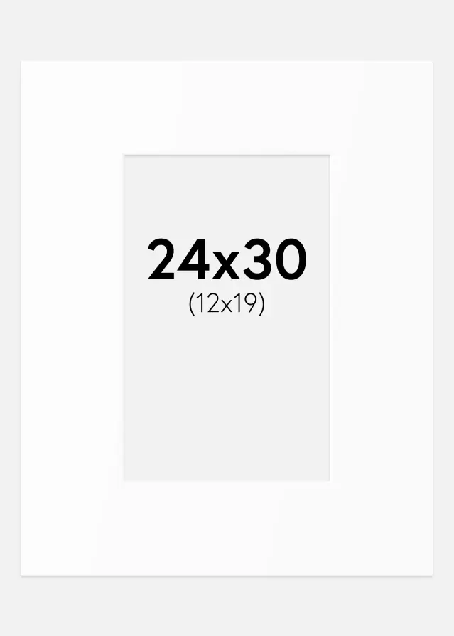 Passepartout Hvid Standard (Hvid kerne) 24x30 cm (12x19)