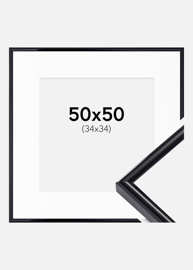 Ramme Victoria Sort 50x50 cm - Passepartout Hvid 35x35 cm