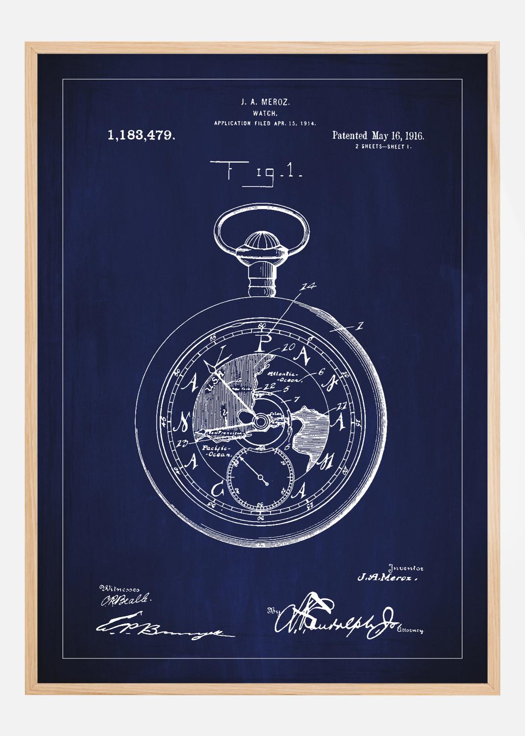 Product Image for Patenttegning - Lommeur - Blå Plakat (21x29.7 cm (A4))