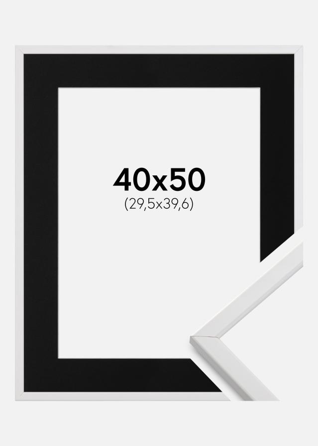 Ramme Galant Hvid 40x50 cm - Passepartout Sort 12x16 inches