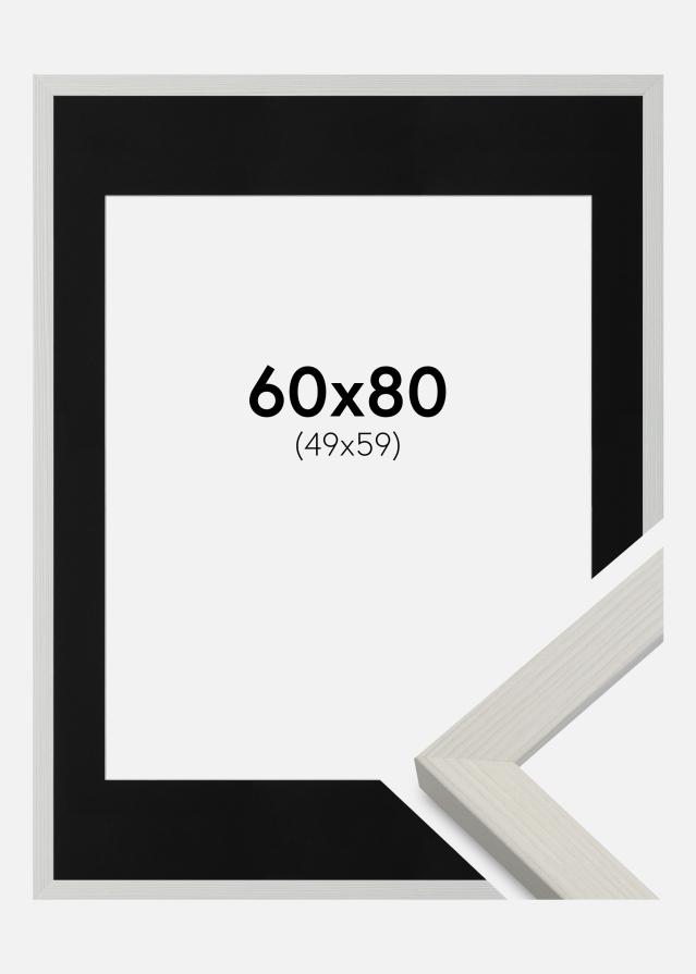 Ramme Fiorito Hvid 60x80 cm - Passepartout Sort 50x60 cm