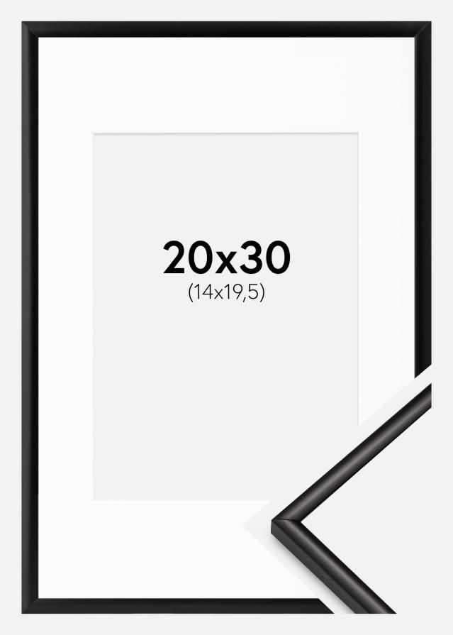 Ramme Scandi Matt Sort 20x30 cm - Passepartout Hvid 15x21 cm (A5)
