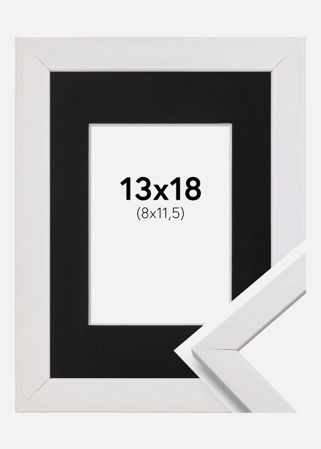 Ramme Stilren Hvid 13x18 cm - Passepartout Sort 9x12 cm