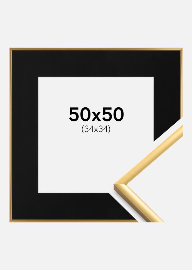 Ramme New Lifestyle Shiny Gold 50x50 cm - Passepartout Sort 35x35 cm