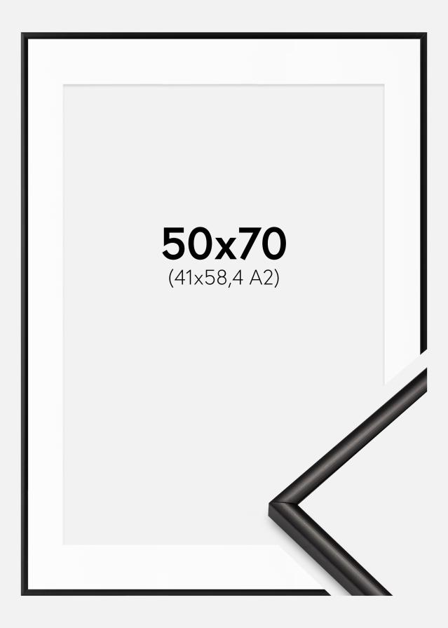 Ramme Scandi Matt Sort 50x70 cm - Passepartout Hvid 42x59,4 cm (A2)