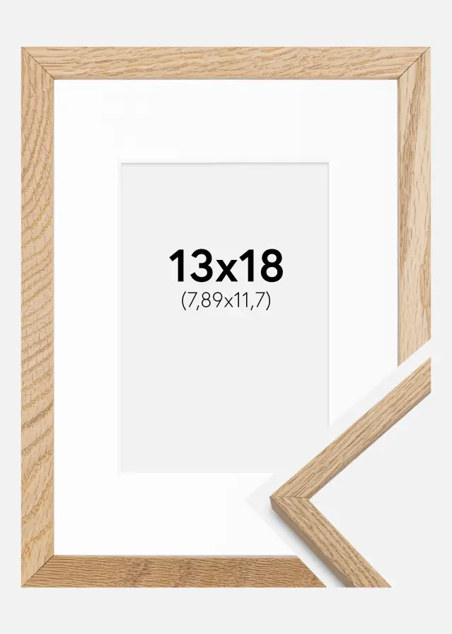 Ramme Oslo Eg 13x18 cm - Passepartout Hvid 3,5x5 inches
