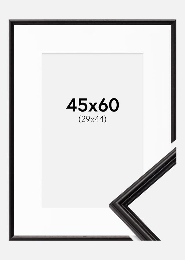 Ramme Horndal Sort 45x60 cm - Passepartout Hvid 30x45 cm