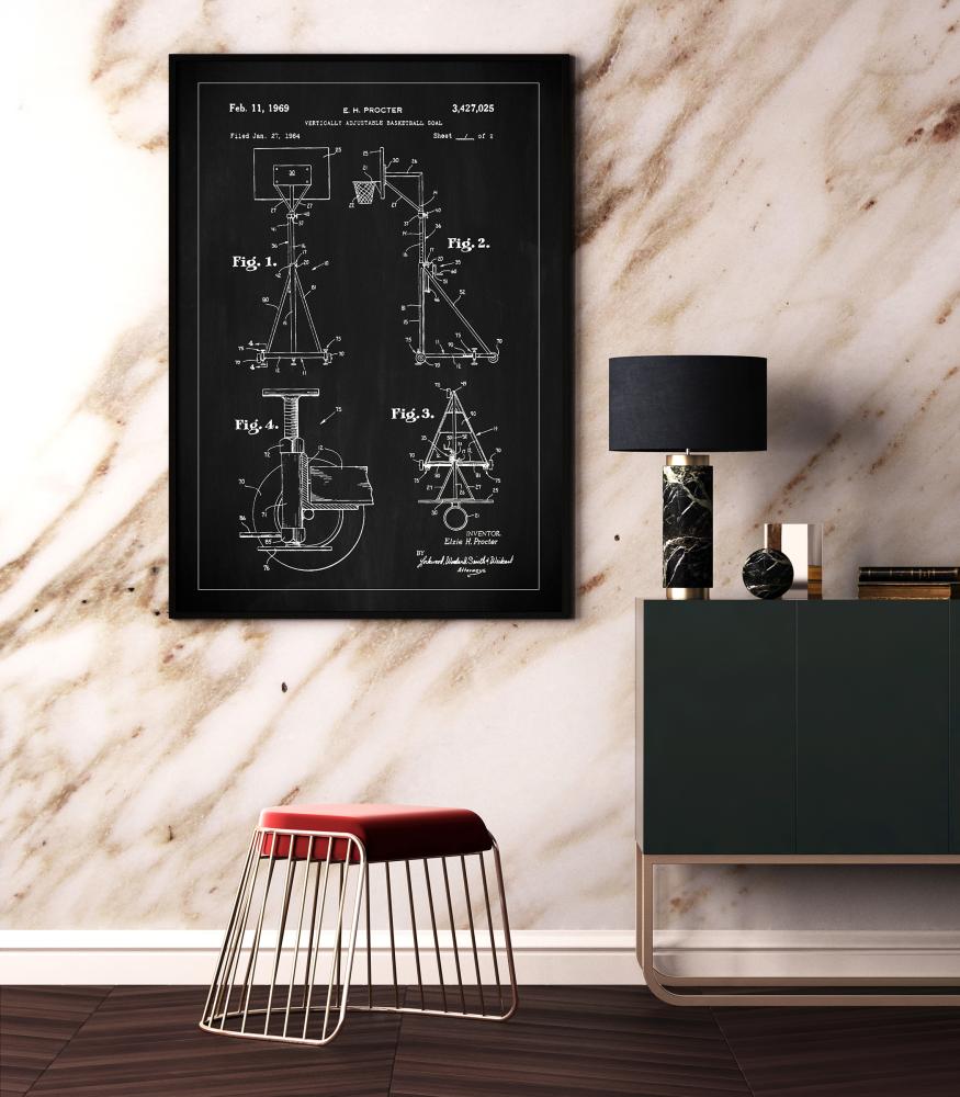 Patent Print - Basketball - Black Plakat