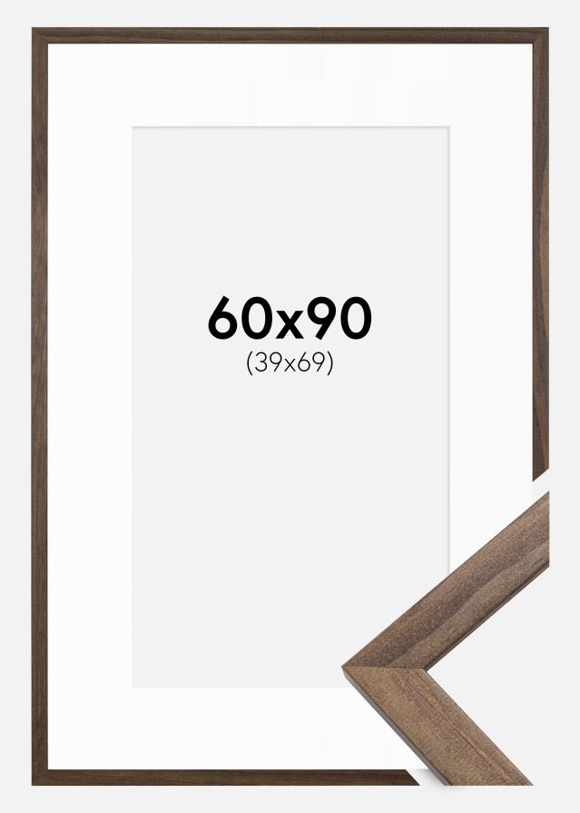 Ramme Stilren Valnød 60x90 cm - Passepartout Hvid 40x70 cm