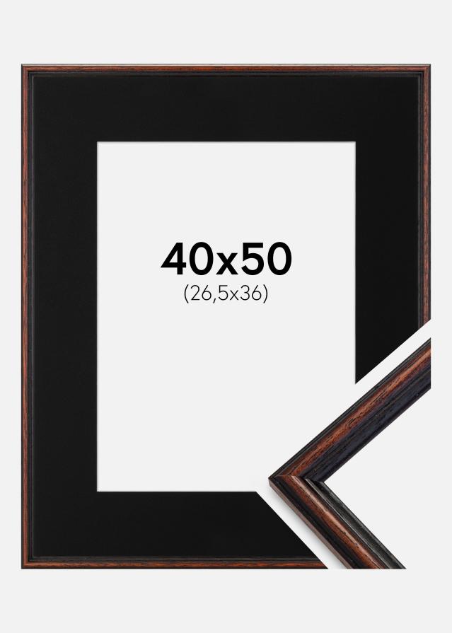 Ramme Horndal Valnød 40x50 cm - Passepartout Sort 27,5x37 cm