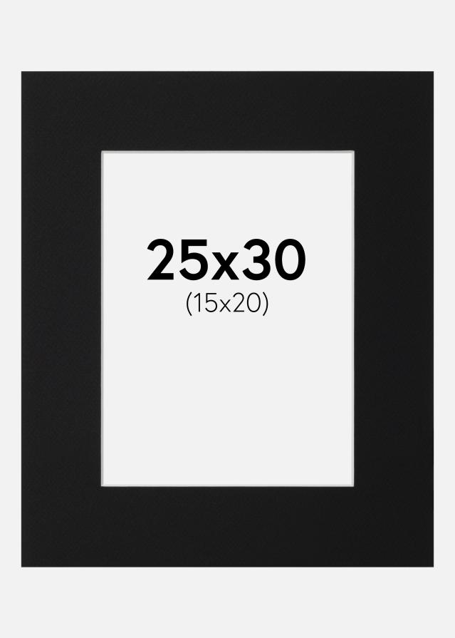 Passepartout Sort Standard (Hvid kerne) 25x30 cm (15x20)