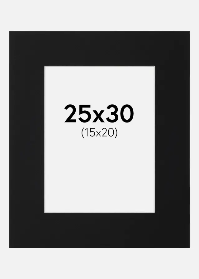 Passepartout Sort Standard (Hvid kerne) 25x30 cm (15x20)