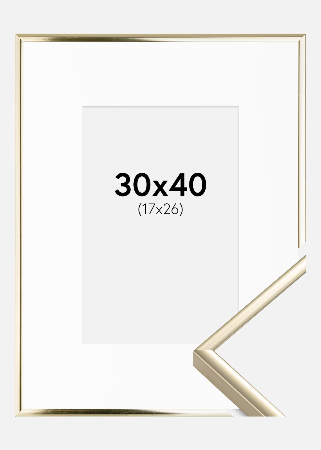 Product Image for Ramme Aluminium Blank Guld 30x40 cm - Passepartout Hvid 18x27 cm