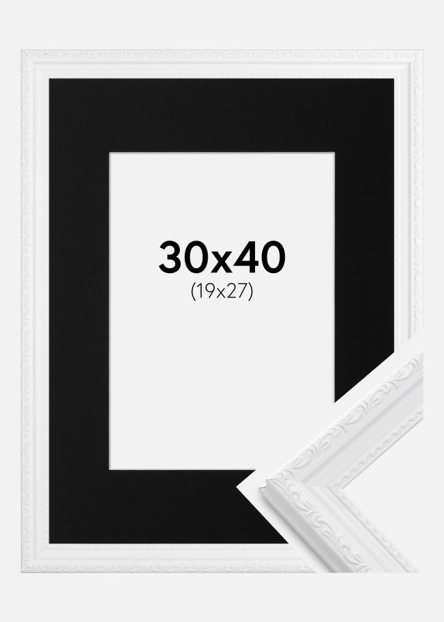 Ramme Abisko Hvid 30x40 cm - Passepartout Sort 20x28 cm
