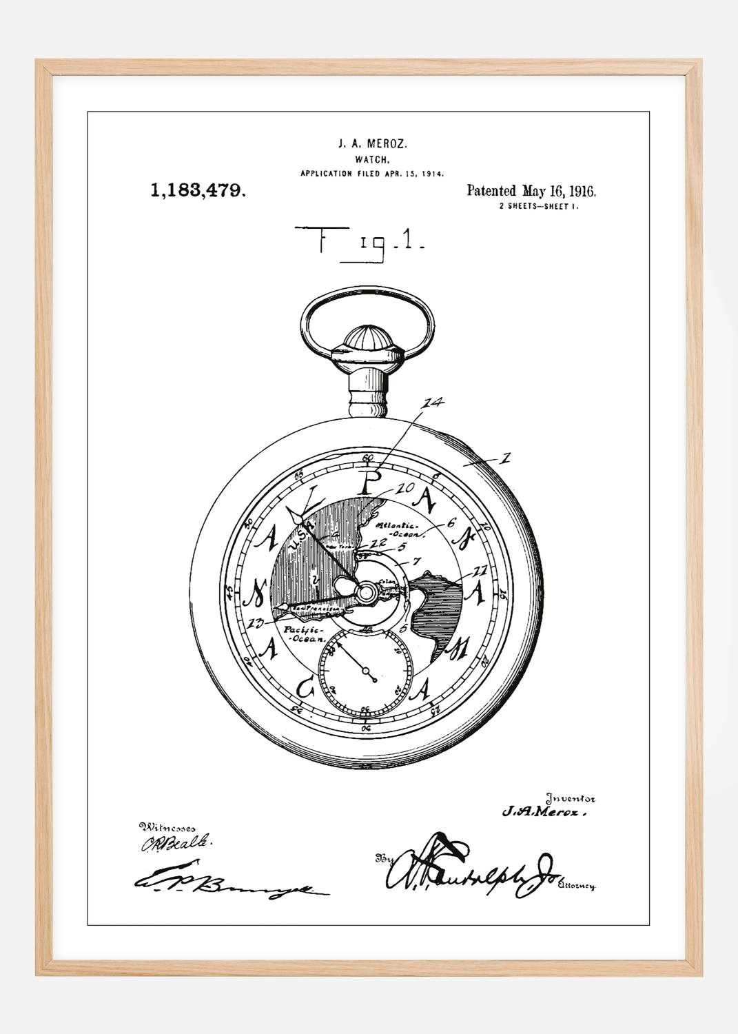Product Image for Patenttegning - Lommeur - Hvid Plakat (30x40 cm)