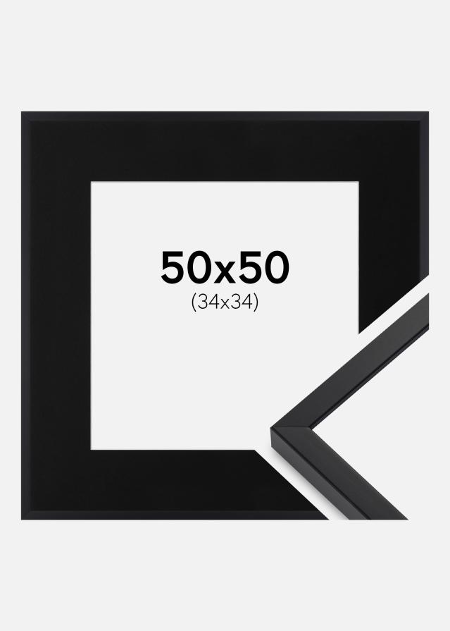 Ramme E-Line Sort 50x50 cm - Passepartout Sort 35x35 cm
