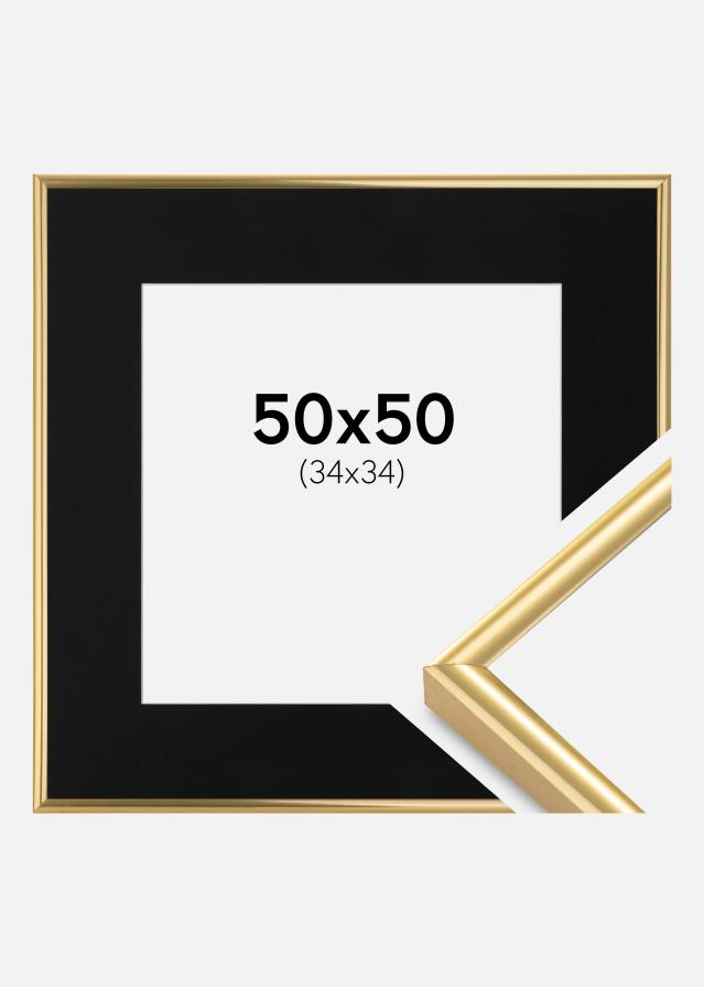 Ramme Victoria Guld 50x50 cm - Passepartout Sort 35x35 cm