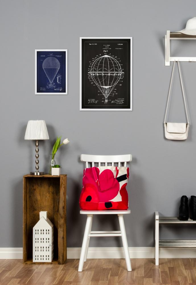 Patenttegning - Luftballon - Sort Plakat