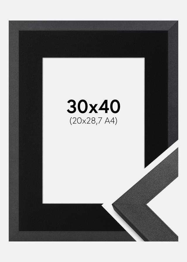 Ramme Graphite Wood 30x40 cm - Passepartout Sort 21x29,7 cm (A4)