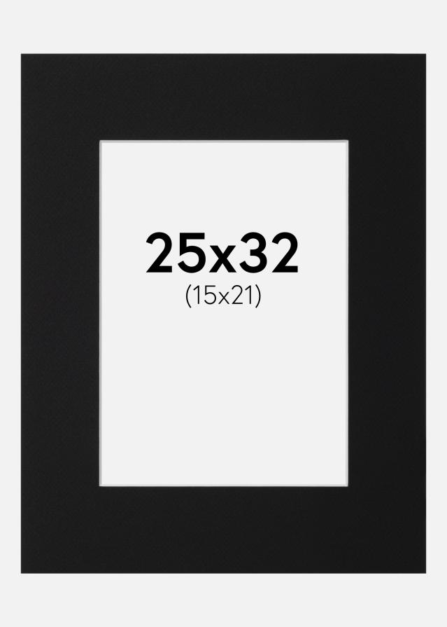 Passepartout Sort Standard (Hvid kerne) 25x32 cm (15x21)