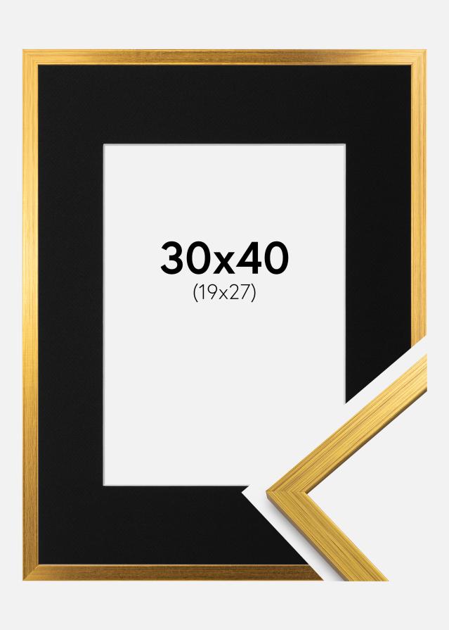 Ramme Edsbyn Guld 30x40 cm - Passepartout Sort 20x28 cm