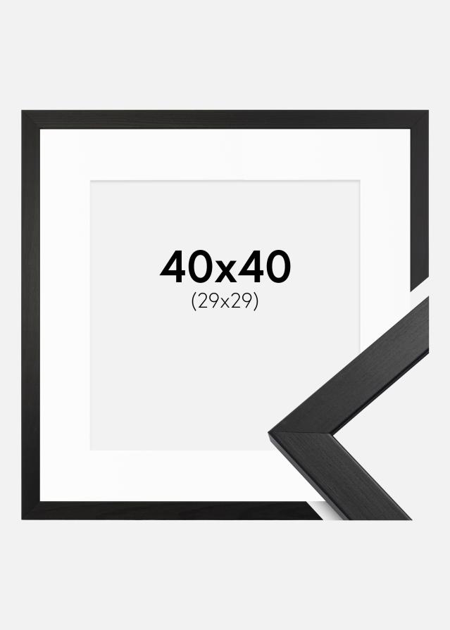 Ramme Stilren Sort 40x40 cm - Passepartout Hvid 30x30 cm