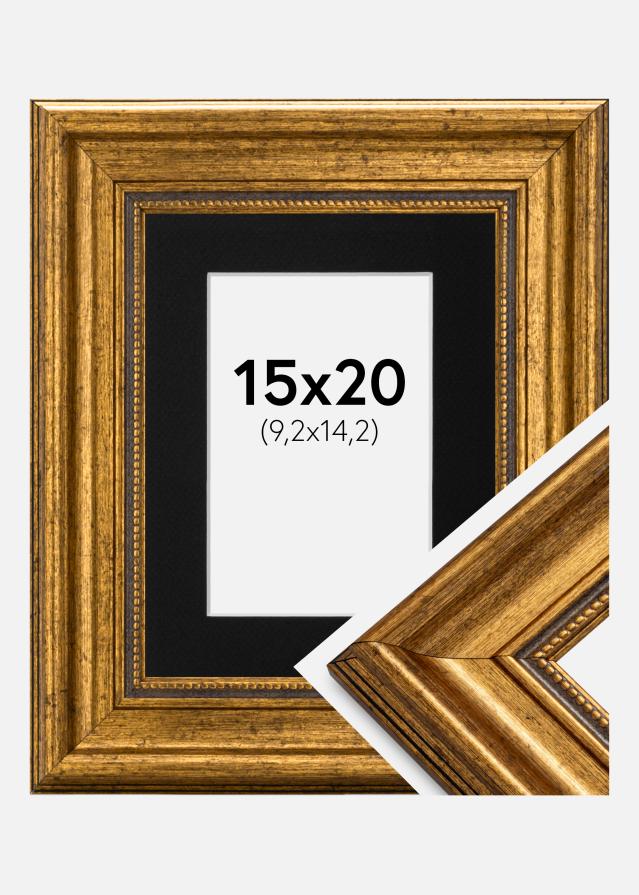 Ramme Rokoko Guld 15x20 cm - Passepartout Sort 4x6 inches