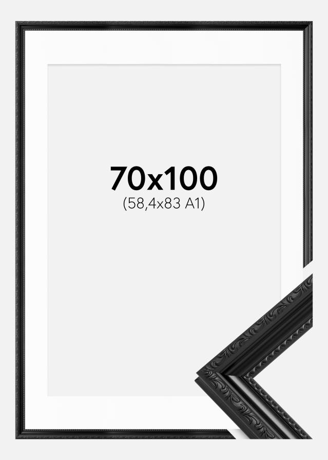 Ramme Abisko Sort 70x100 cm - Passepartout Hvid 59,4x84 cm (A1)