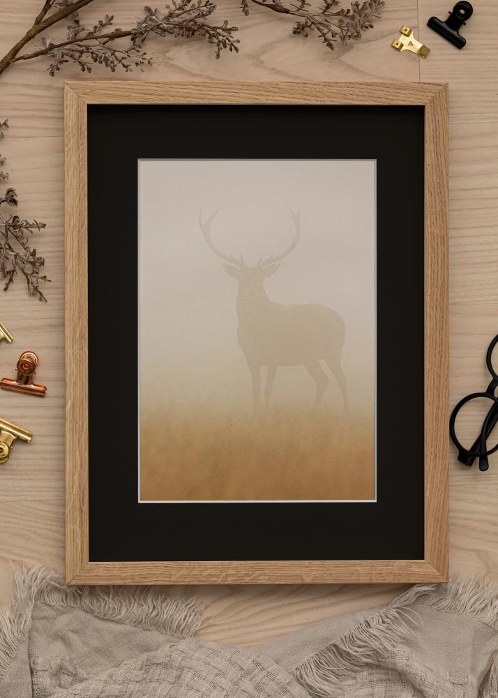 Ramme Oak Wood 70x90 cm - Passepartout Sort 55x70 cm