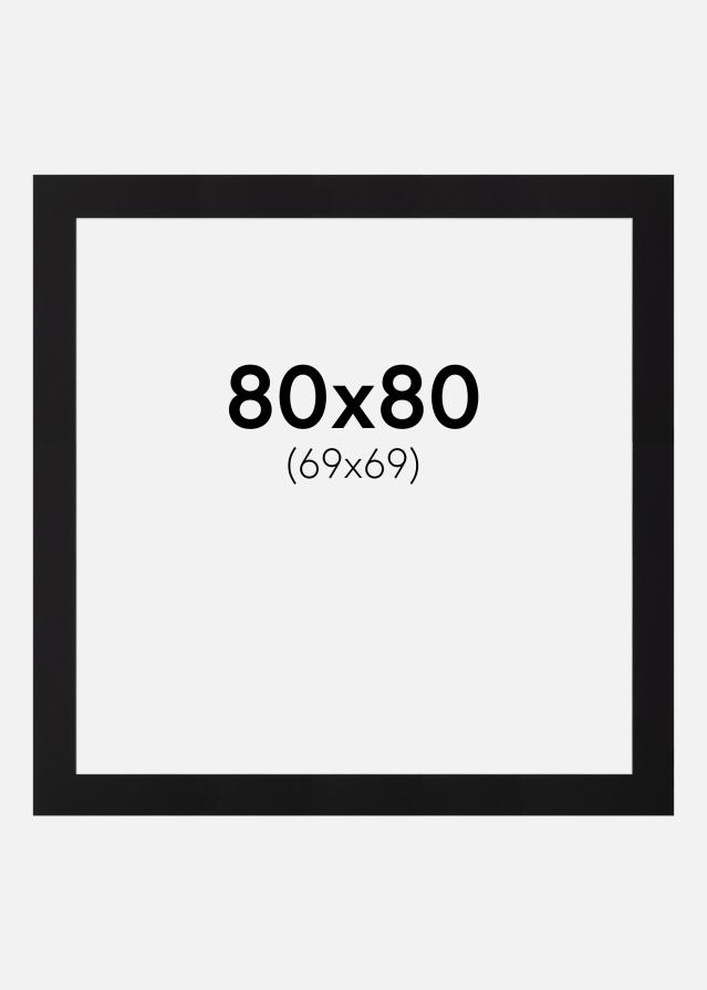 Passepartout Sort Standard (Hvid Kerne) 80x80 cm (69x69)