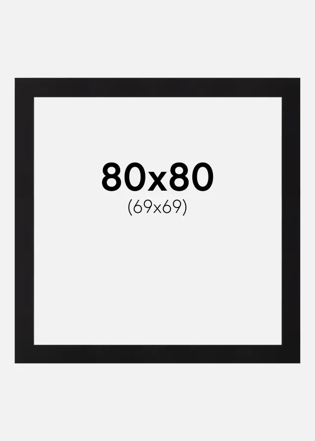 Passepartout Sort Standard (Hvid Kerne) 80x80 cm (69x69)