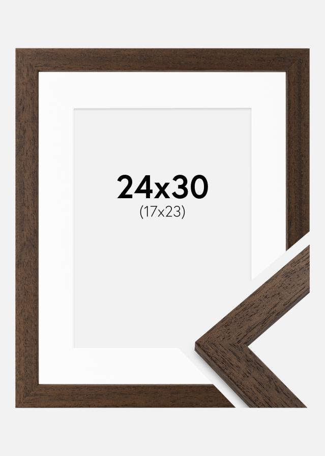 Ramme Brown Wood 24x30 cm - Passepartout Hvid 18x24 cm