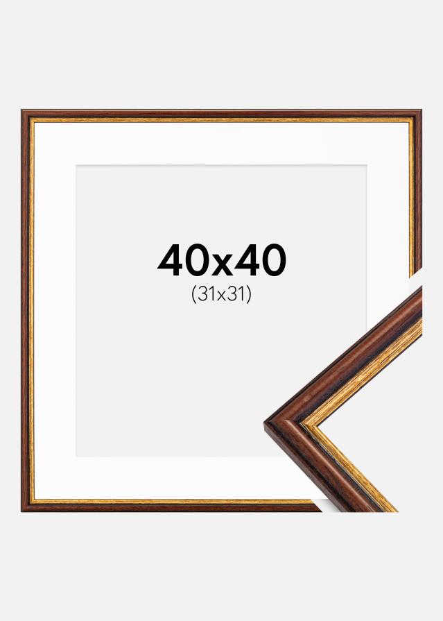 Ramme Horndal Brun 40x40 cm - Passepartout Hvid 32x32 cm