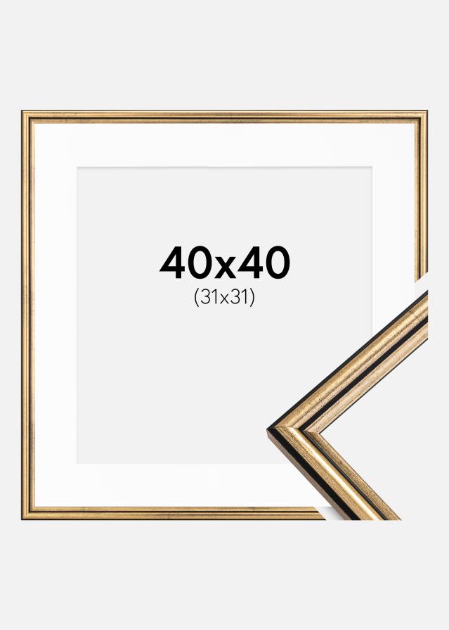 Ramme Horndal Guld 40x40 cm - Passepartout Hvid 32x32 cm
