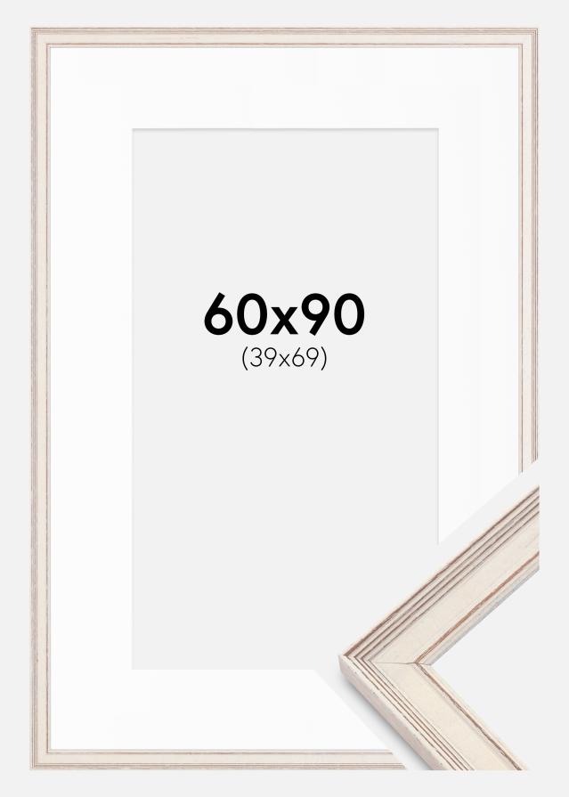 Ramme Shabby Chic Hvid 60x90 cm - Passepartout Hvid 40x70 cm