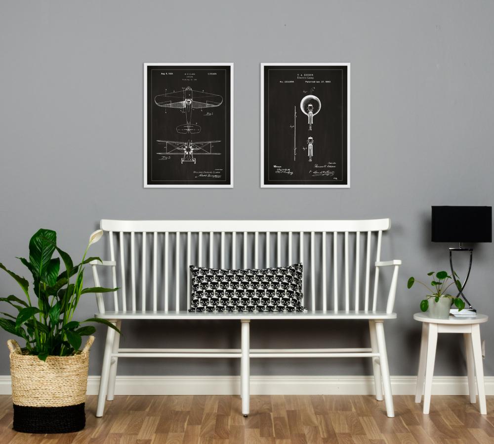Patenttegning - Elpære B - Sort Plakat