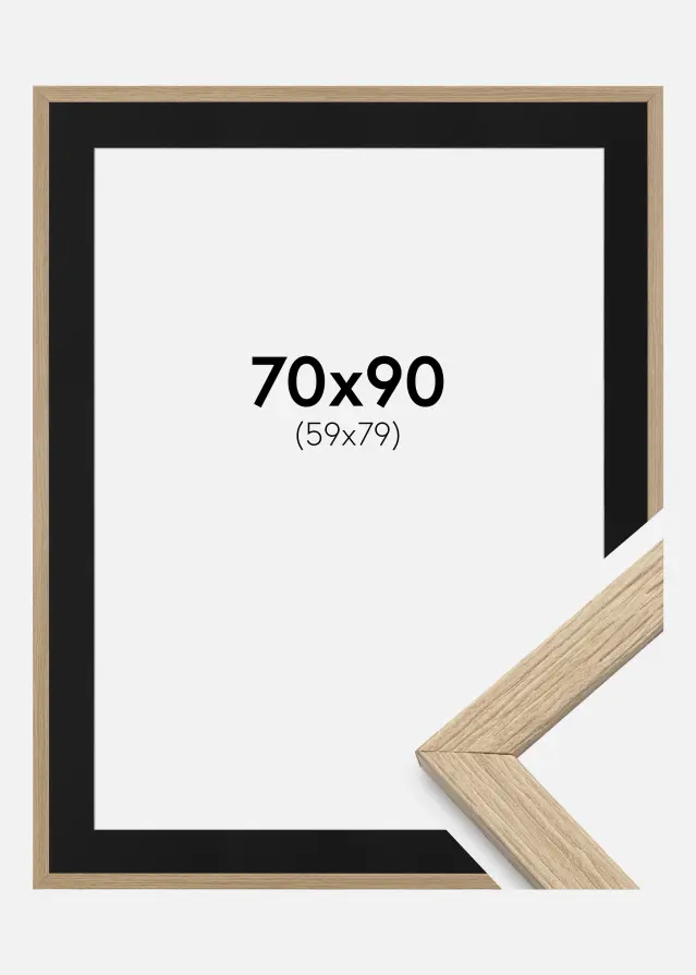 Ramme Stilren Eg 70x90 cm - Passepartout Sort 60x80 cm